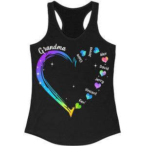 Personalized Grandma and Grandkids Heart Tank Top