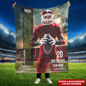 Personalized Cuatom Photo Name Football Blanket