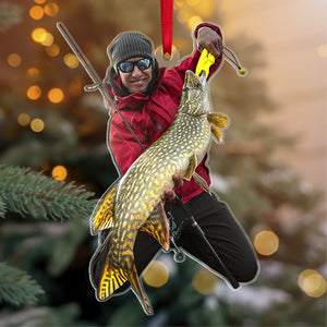 Fishing Big Fishes Custom Photo Personalized Christmas Acrylic Ornament