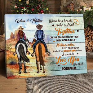 When Two Hearts Make A Stand Together Personalized Cowboy Horse Couple Canvas/Poster