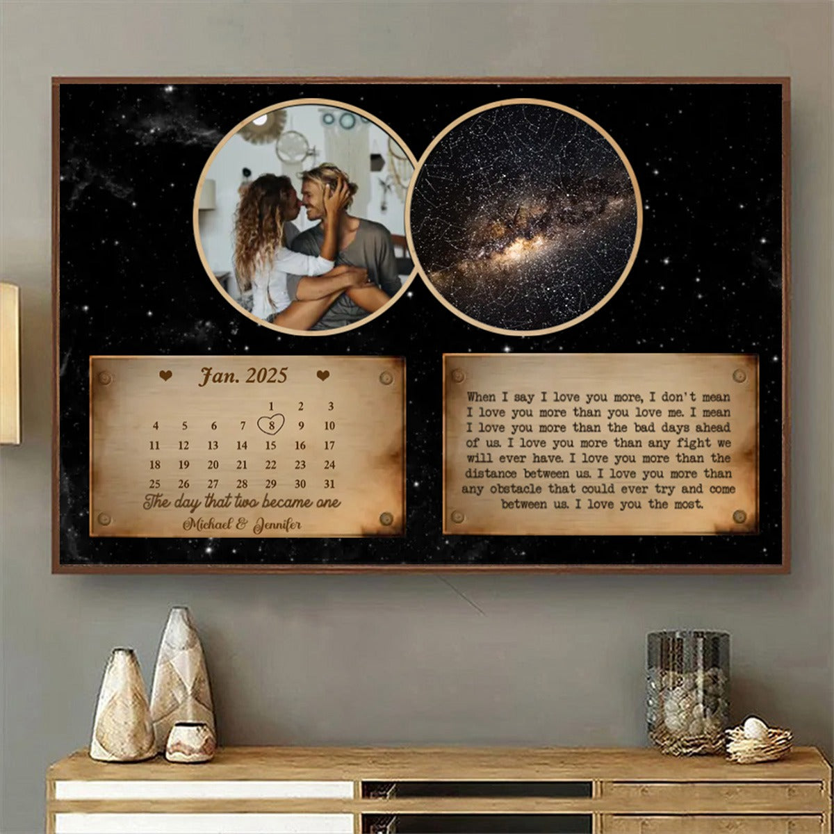 The Day That Two Become One Custom Star Map Canvas Poster Anniversary Gift For Couples