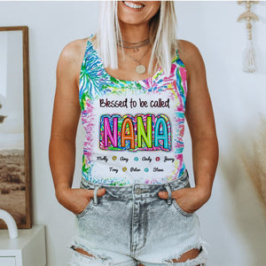 Grandma Nana Gigi Scribble Doodle Grandkids Personalized Tank Top