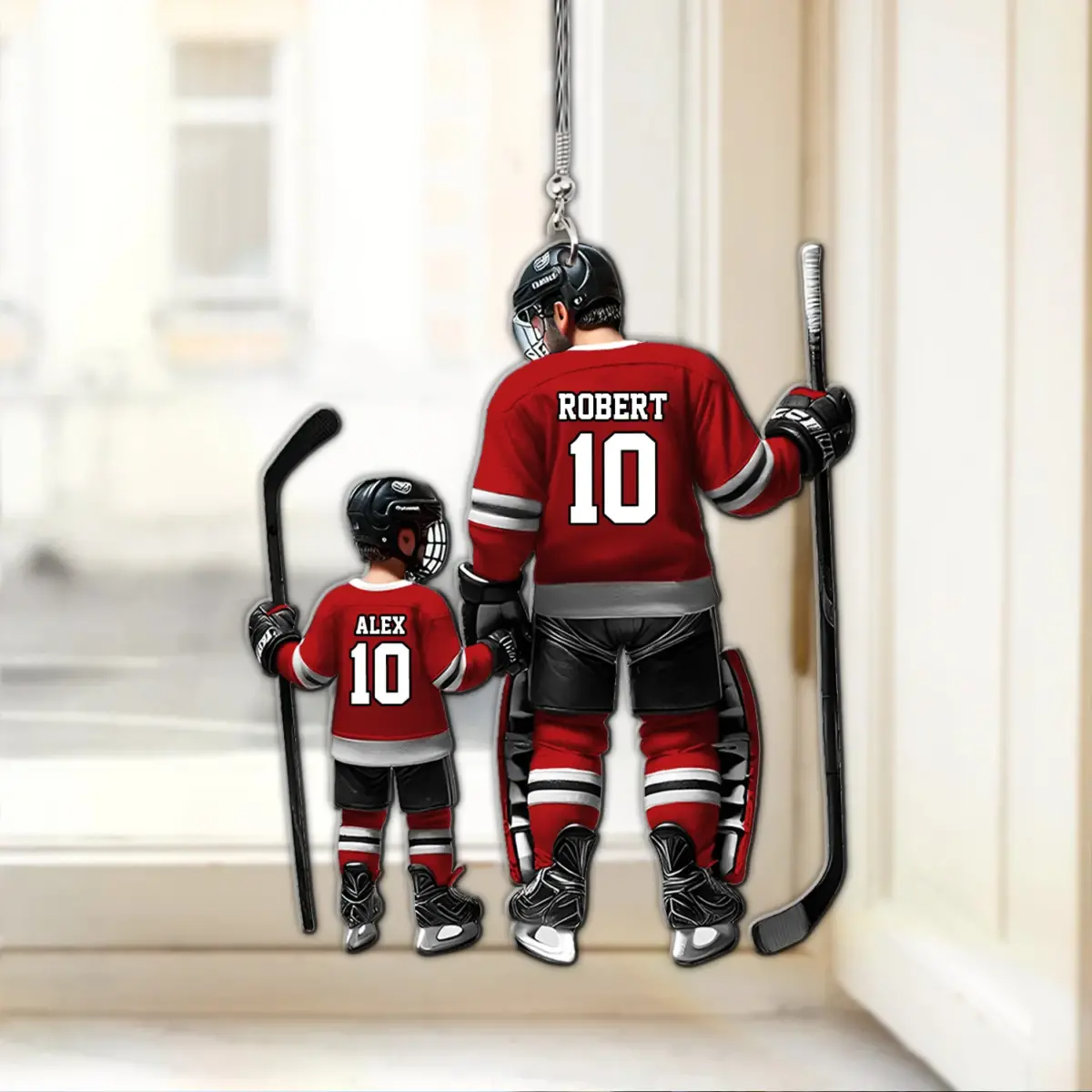 Father And Son – Personalized Ice Hockey Players Shaped Acrylic Ornament