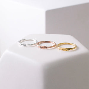 Personalized Dainty Name Stacking Ring Gift for Mom Grandma