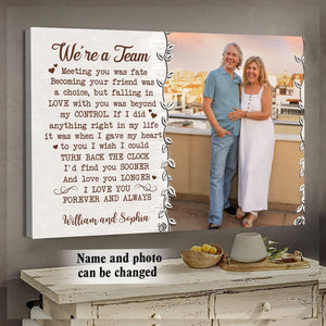 We're a Team Personalized Custom Photo Couple Canvas/Poster