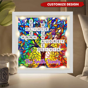 Personalized Rainbow Family Tree Name Crossword Shadow Light Box