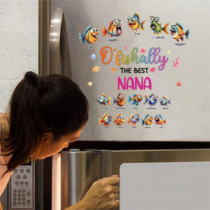 Personalized Fridge Decal/Sticker - O'fishally With Colorful Shell Fish Bubbles