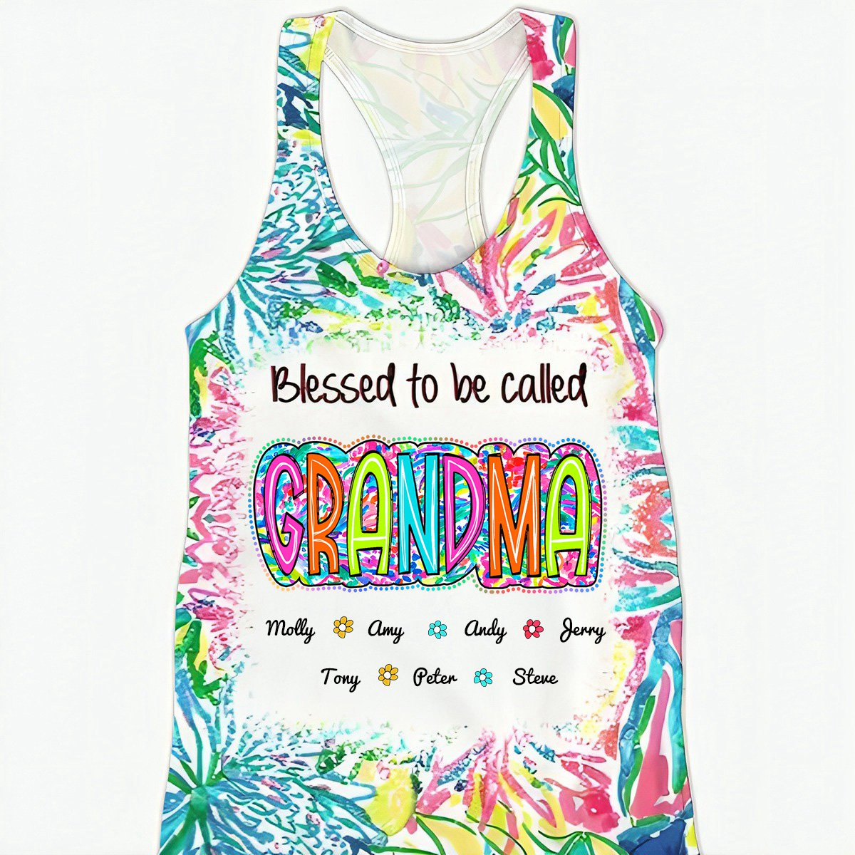 Grandma Nana Gigi Scribble Doodle Grandkids Personalized Tank Top