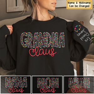 Gigi Claus Christmas lights And Grandkids Personalized Christmas Merry Sweatshirt