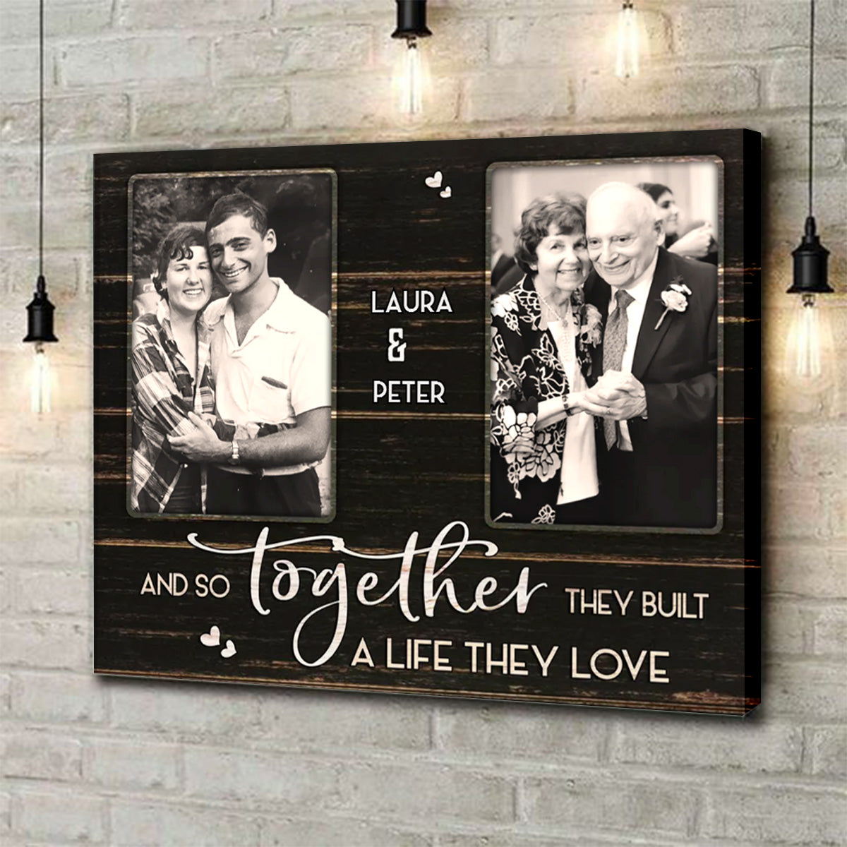 Together They Built A Life They Love Custom Couple Photo Canvas Poster Wedding Anniversary Gift For Parents