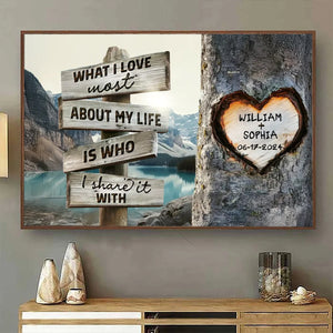 Rustic Tree Carving What I Love Most - Personalized Unique Couple’s Gift Canvas Wall Art