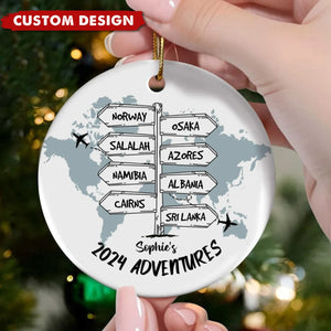 Post Signs Travel Adventure Personalized Ceramic Ornament - Christmas Gift