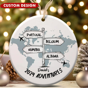 Post Signs Travel Adventure Personalized Ceramic Ornament - Christmas Gift