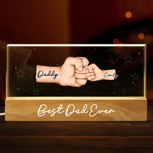 Personalized Family Fist Bump Acrylic LED Night Light Gift For Dad, Grandpa