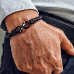 To My DAD-Personalized Dual Name Infinity Leather Bracelet