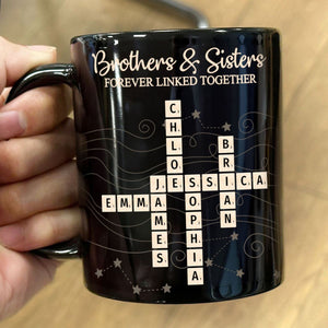 Brothers & Sisters Forever Linked Together Crossword Puzzle Art Personalized Mug