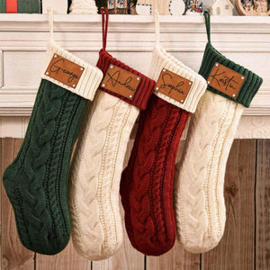 Personalized Leather Knitted Christmas Stockings