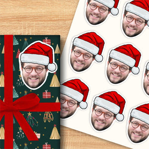 Personalized Christmas Hat Face Photo Sticker