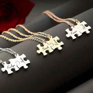 You Are The Missing Piece Of My Life - Personalized Engraved Puzzle Necklace Couple Gifts