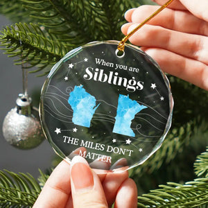 Long Distance The Miles Don't Matter Christmas - Personalized Circle Glass Ornament