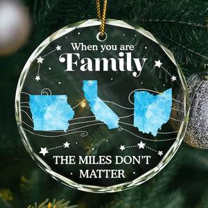 Long Distance The Miles Don't Matter Christmas - Personalized Circle Glass Ornament