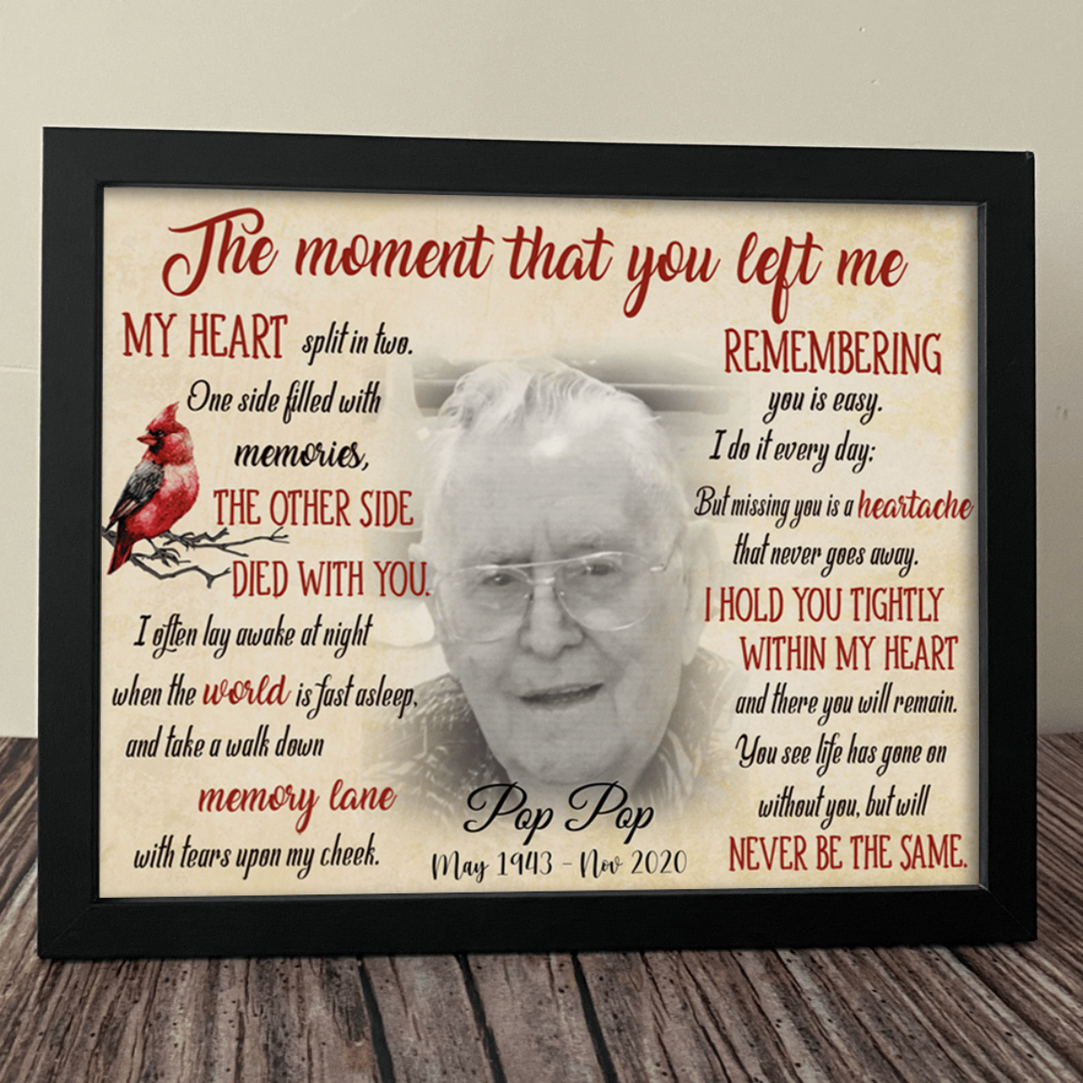 Personalized The Moment That You Left Me Family Memorial Picture Frame