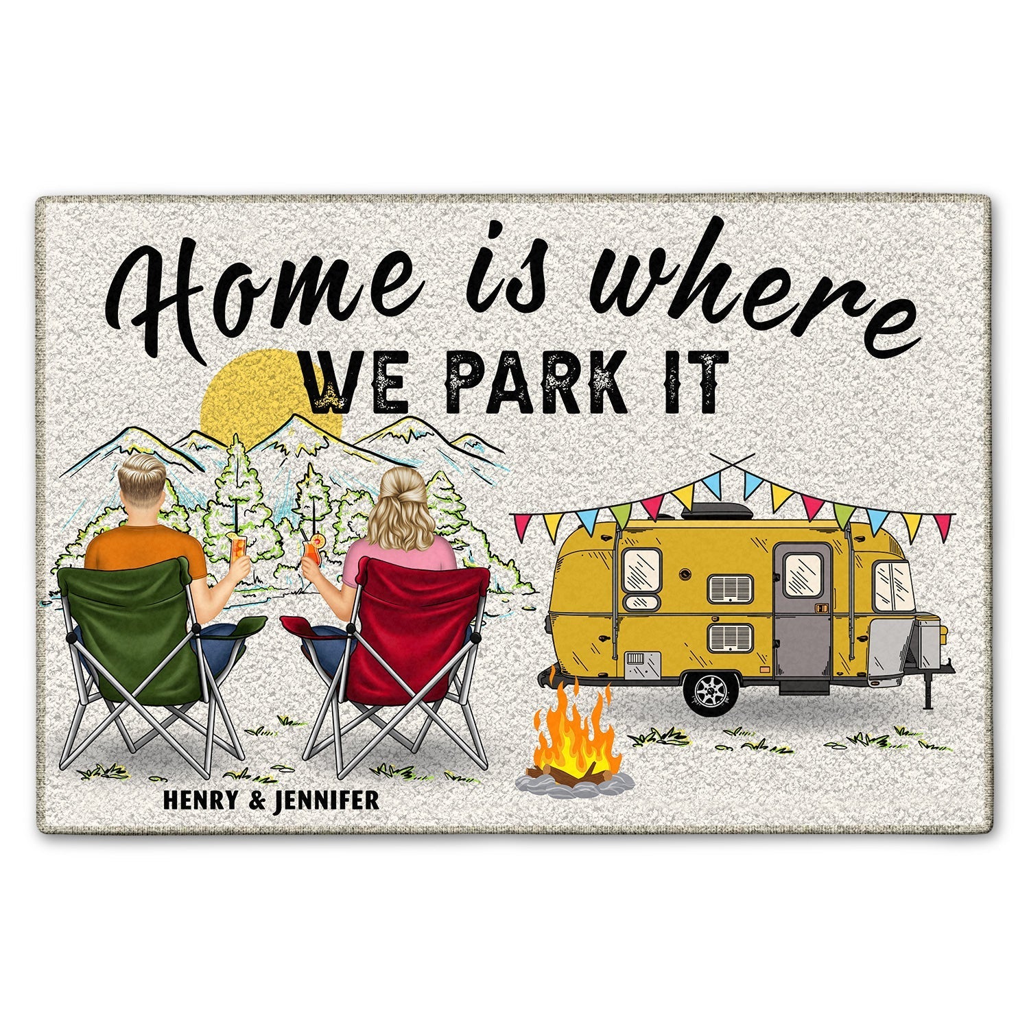Personalized Doormat Gift For Camping Lovers - Home Is Where We Park It
