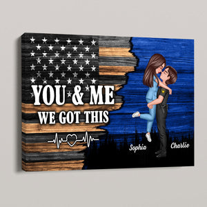 Hero Couple Nation Flag Gift by Occupation Personalized Poster, Anniversary Gift for Couple