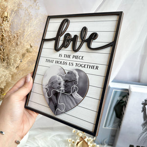 Love Is The Piece That Holds Us Together Personalized 2-Layer Wooden Plaque