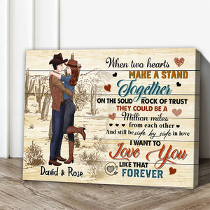 Personalized Cowboy Couple When Two Hearts Make A Stand Together Canvas