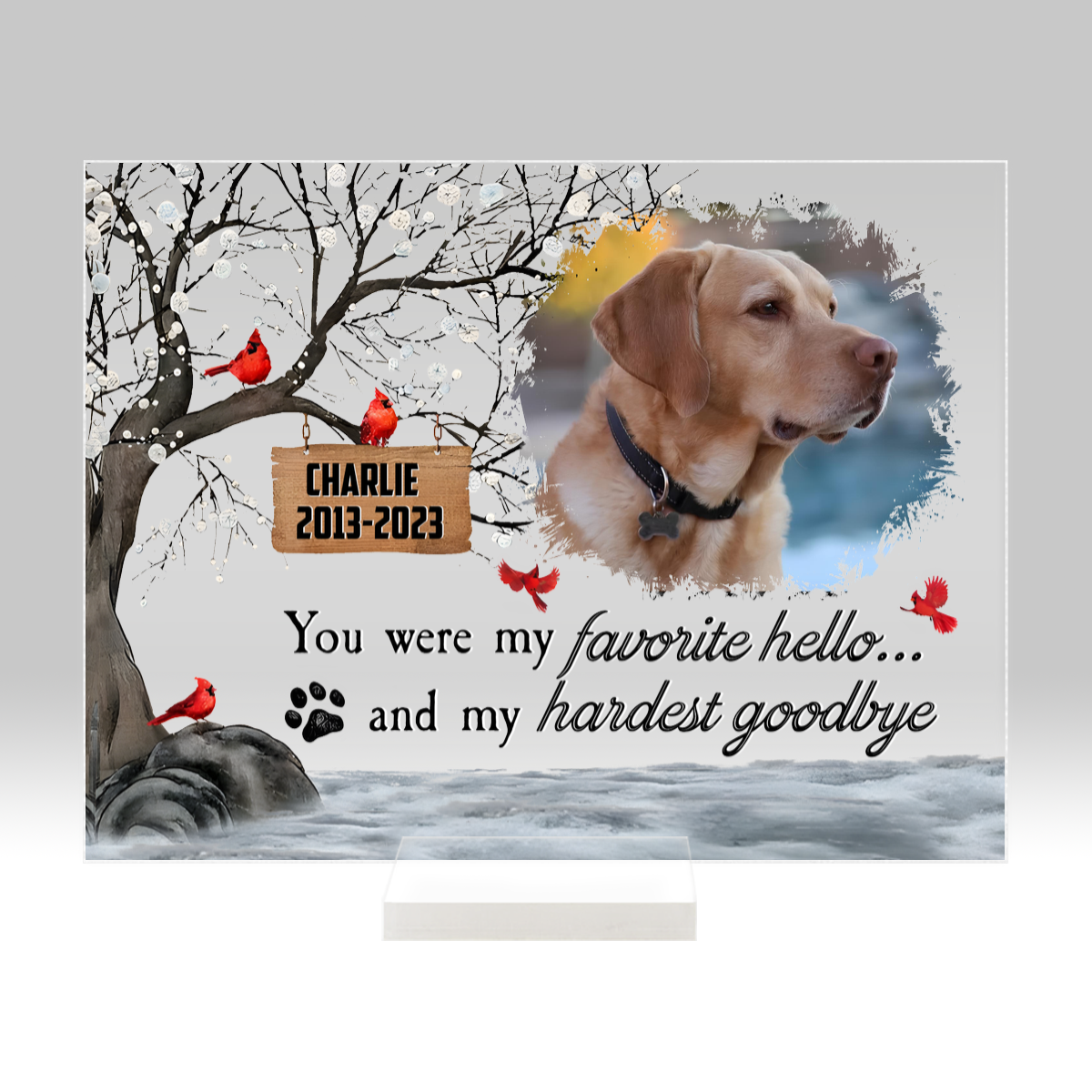You Were My Favorite Hello And My Hardest Goodbye - Personalized Memorial Acrylic Photo Plaque