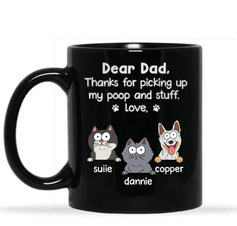 Personalized Dog/Cat Black Mug - Thanks For Picking Up My Poop And Stuff