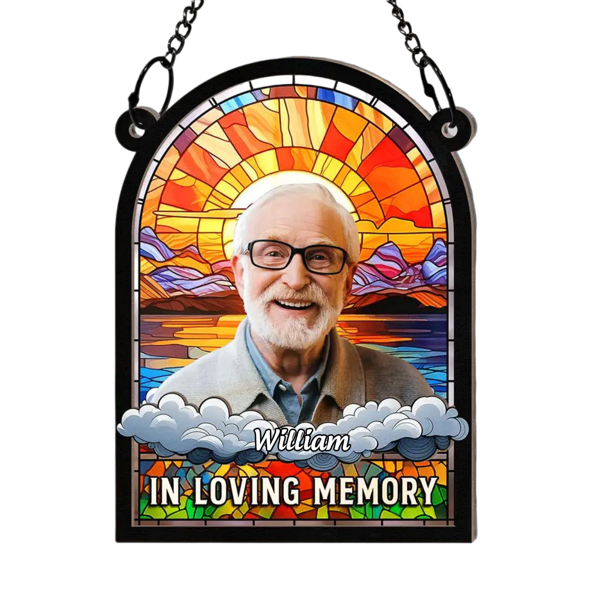 Custom Photo In Loving Memory Family Memorial - Personalized Window Hanging Suncatcher Ornament