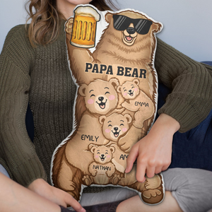 Papa Bear - Gift For Fathers - Personalized Custom Shaped Pillow