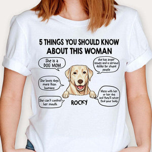 Five Things About This Dog Mom, Personalized Pure Cotton T-Shirt