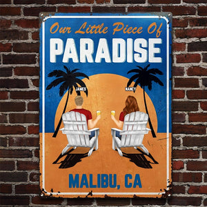 Little Piece Of Paradise - Couple Gift - Personalized Classic Metal Signs