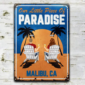 Little Piece Of Paradise - Couple Gift - Personalized Classic Metal Signs