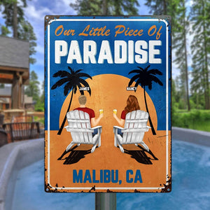 Little Piece Of Paradise - Couple Gift - Personalized Classic Metal Signs