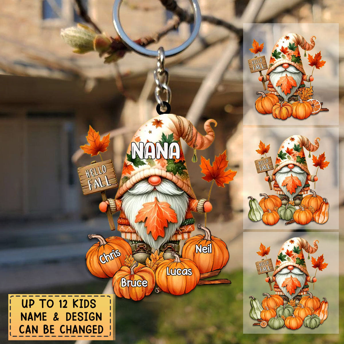 Grandma's Little Pumpkins Hello Fall - Personalized Dwarf Acrylic Keychain