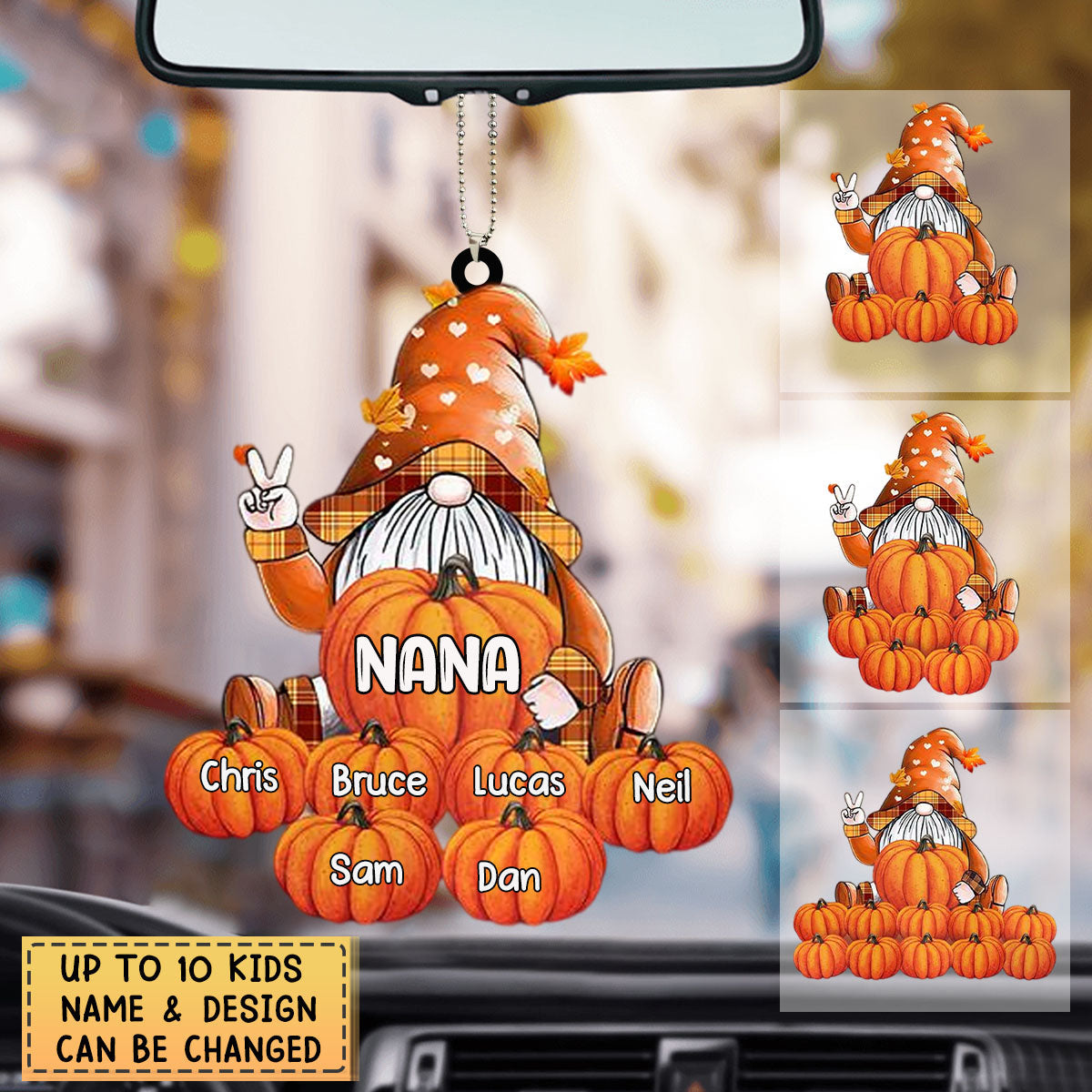 Fall Season Grandma With Little Pumpkin Kids - Personalized Dwarf Acrylic Ornament