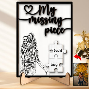 My Missing Piece Gift For Her Gift For Him Personalized 2-Layer Wooden Plaque