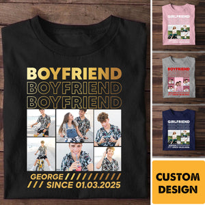 Custom Photo Girlfriend Boyfriend Collage Personalized T-Shirt Gift For Couples