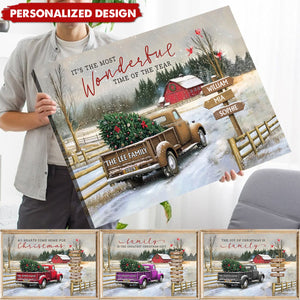 Family Farm - Personalized Family Christmas Truck Poster