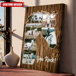 Horse Head Silhouette Photo Collage Canvas, Personalized Gift For Horse Riders