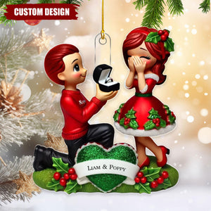 Personalized Newly Engaged Ornament, She Said Yes! - Custom Just Engaged Gifts for Couples