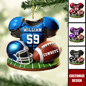 Football Jersey Uniform Personalized Acrylic Ornament, Christmas Gift For Football Lovers