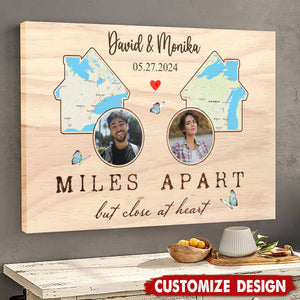 Long Distance Relationship Gift, Custom Distance Map Canvas