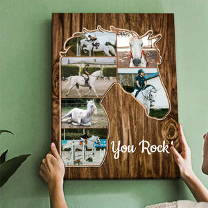 Horse Head Silhouette Photo Collage Canvas, Personalized Gift For Horse Riders