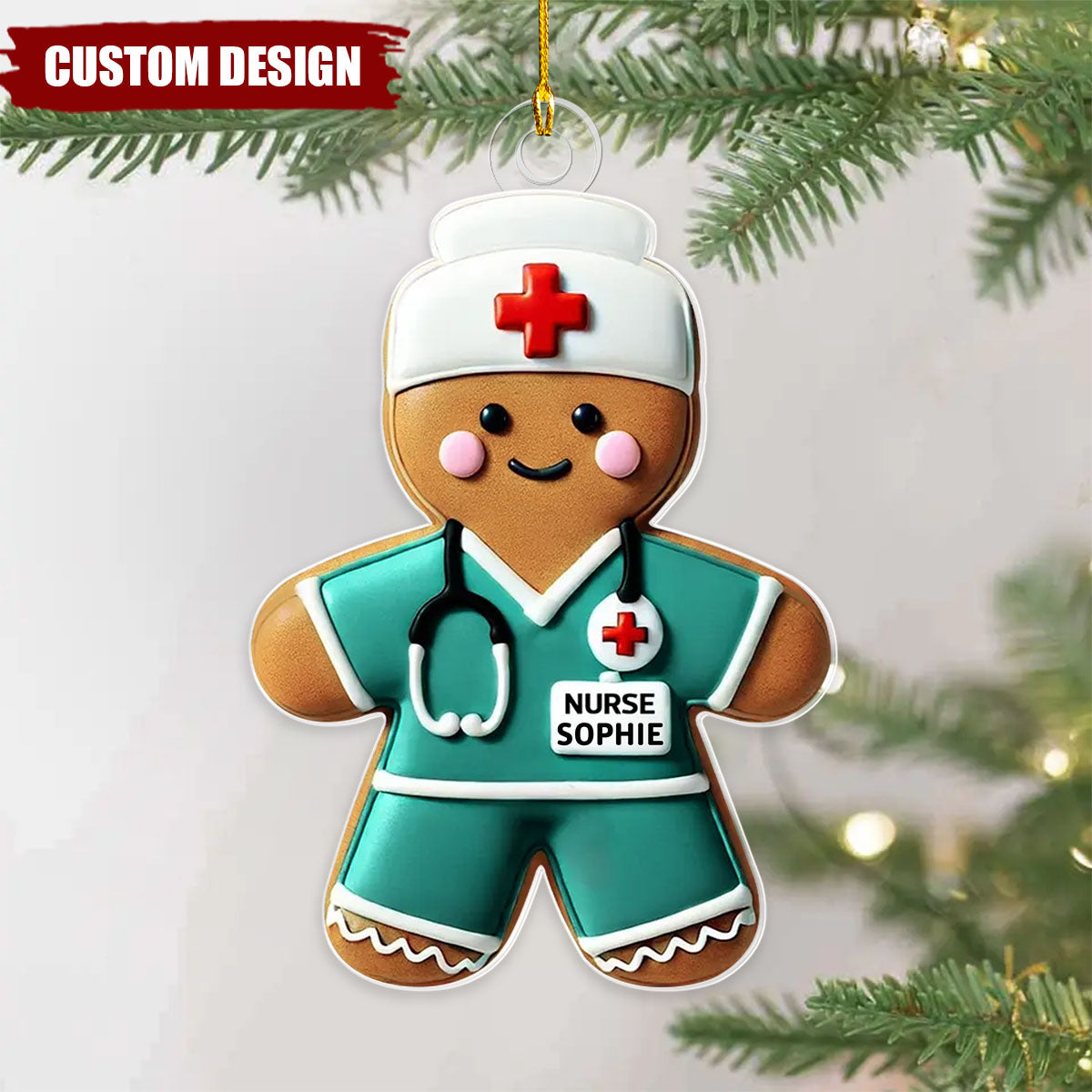 Bread Nurse Custom Name Ornament, Christmas Gift For Nurses