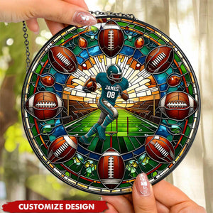 Personalized American Football Suncatcher Ornament - Gifts For Football Lovers